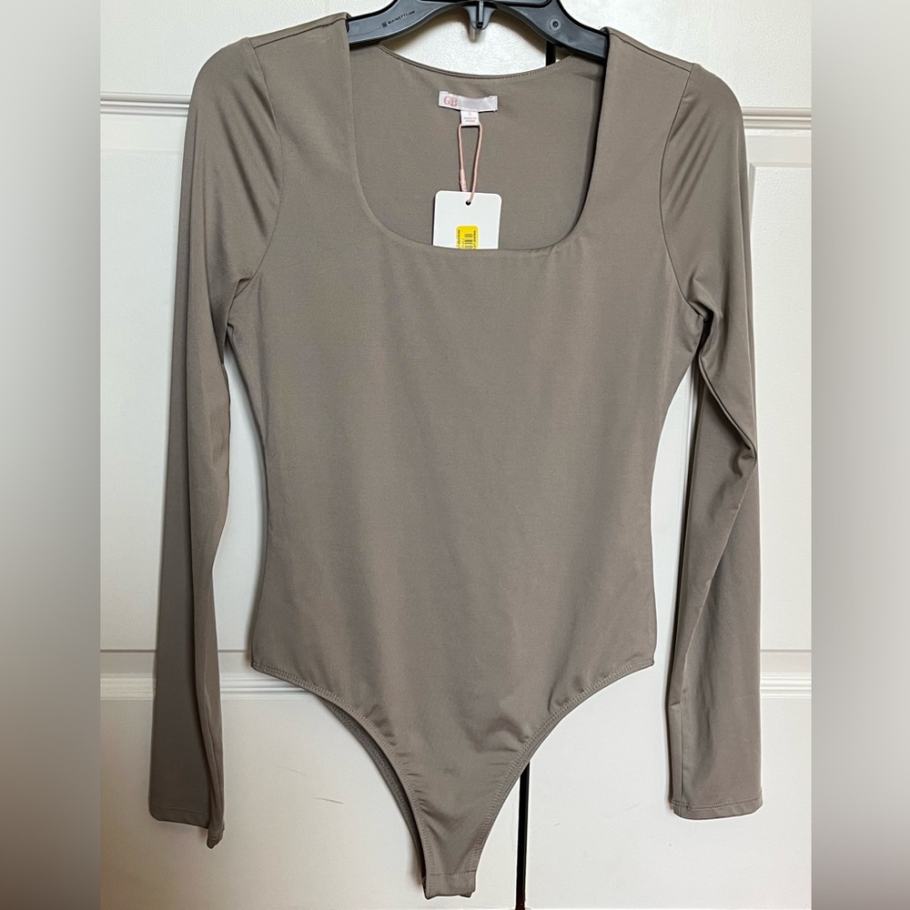 GB Girls long sleeve bodysuit; size S; brand new with tags NWT; color taupe